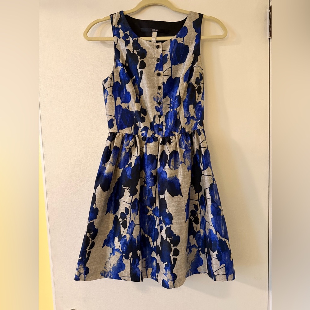 Kensie Blue and Black Floral Dress